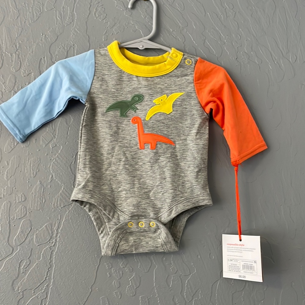 Christian Robinson dinosaur infant onesie